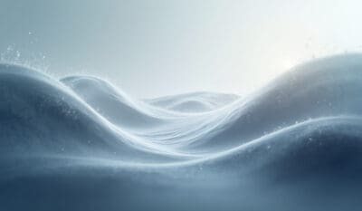 Abstracte hero-afbeelding die Hoge klank Human Design en High sound verbeeldt met zachte geluidslagen en rustige diepte