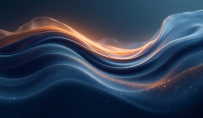 Abstracte verbeelding van Human Design kanaal 2-14 met richting en stromende energie