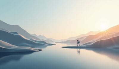 Abstracte hero-afbeelding van Human Design perspectief als gelaagde kijkrichting