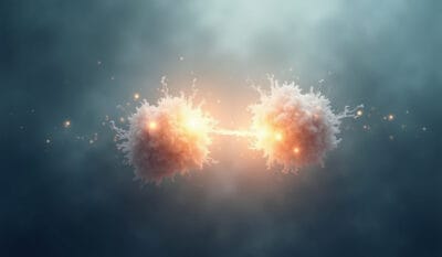 Abstracte verbeelding van Split Definitie Human Design met twee verbonden energiedelen
